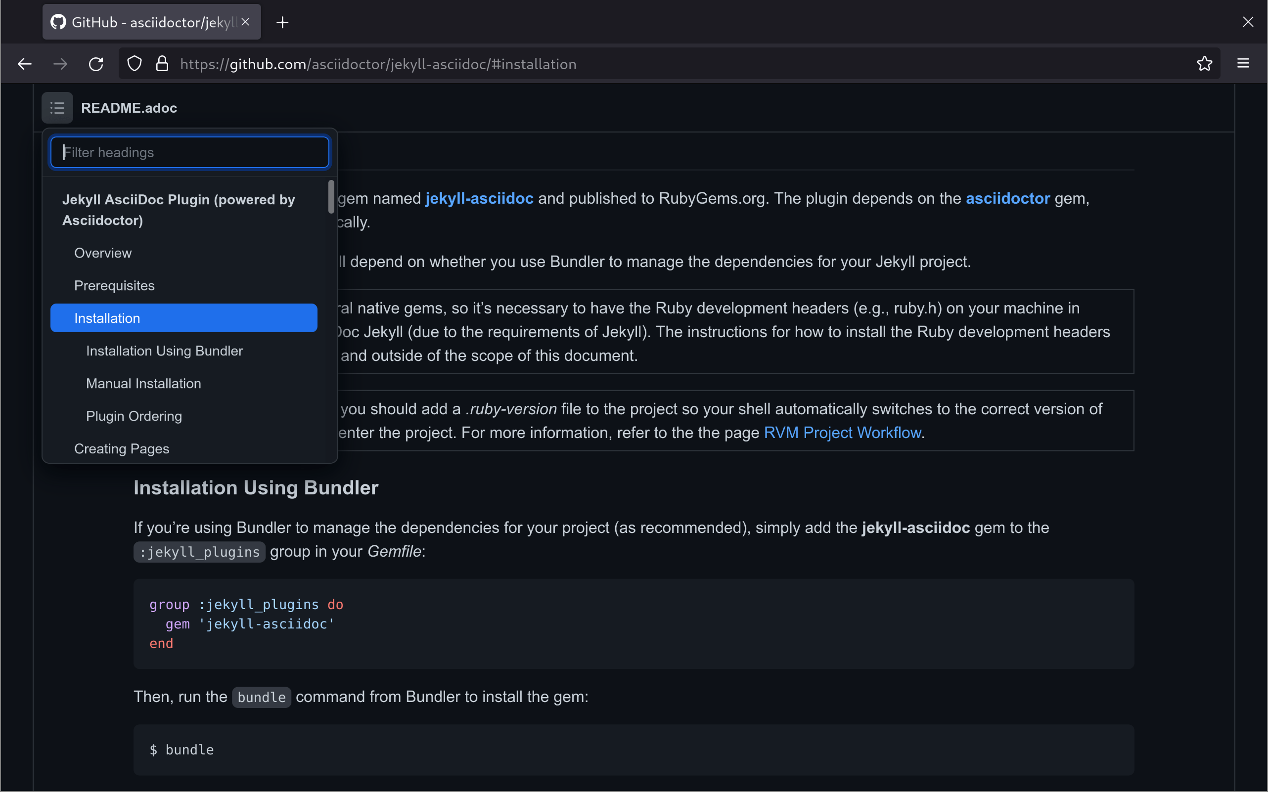 readme jekyll asciidoc